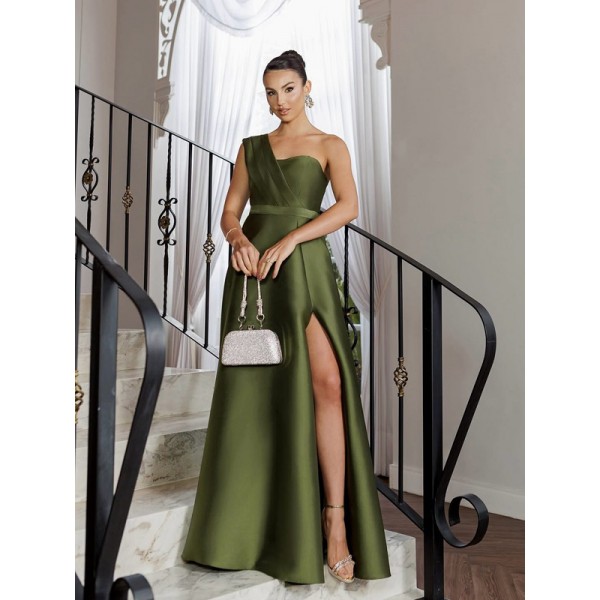 Vestido de Festa Assimétrico Verde Oliva
